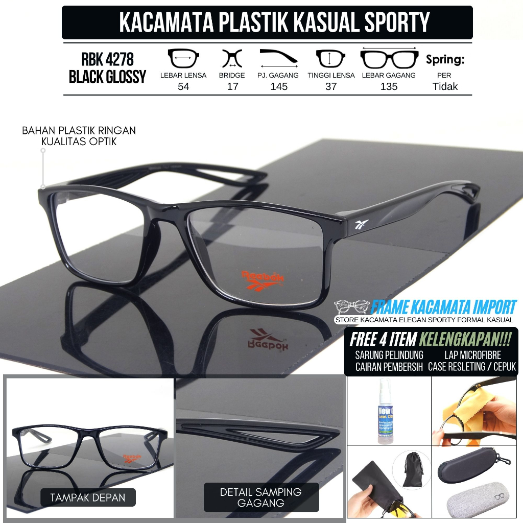 Jual Kasual Sporty Frame Kacamata Pria Plastik Ringan Premium Shopee