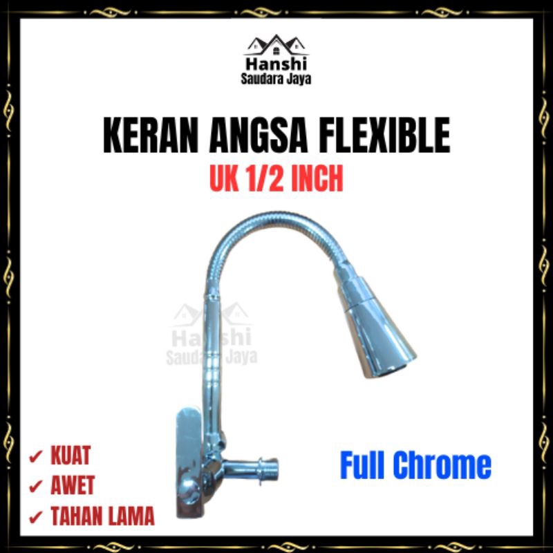 Jual Kran Angsa Flexibel Terompet Engkol Silver 8003 Stainless Steel