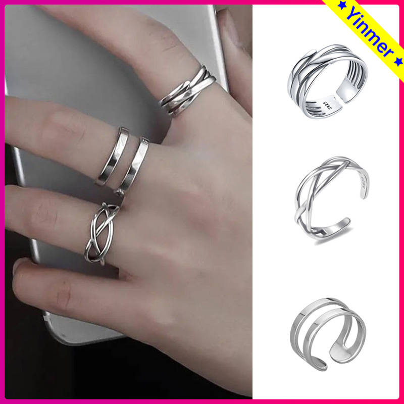 Jual COD 3Pcs Set Cincin Wanita Korea Opening Titanium Anti Karat Dan