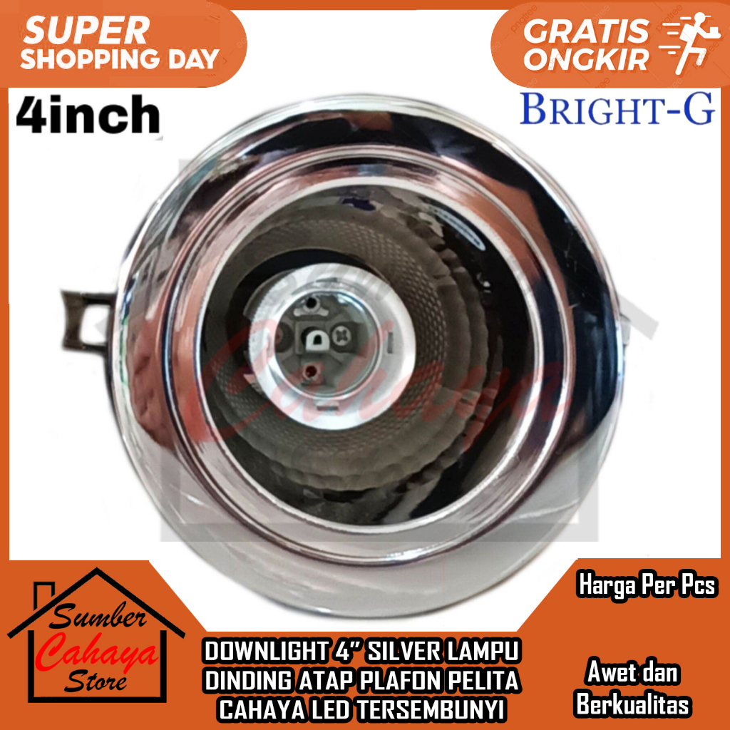 Jual DOWNLIGHT 4 SILVER LAMPU DINDING ATAP PLAFON PELITA CAHAYA LED