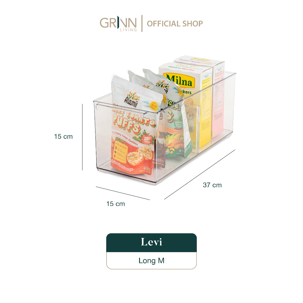 Jual GRINN LIVING Levi Long Small Storage Organizer Transparan Tempat