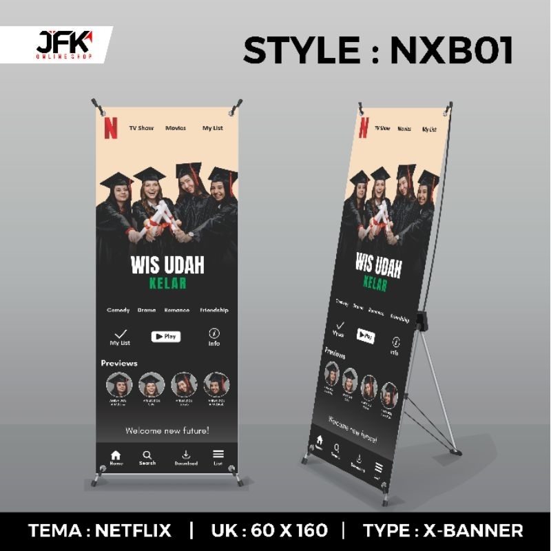 Jual Jasa Desain X Banner Wisuda Tema Netflix Shopee Indonesia