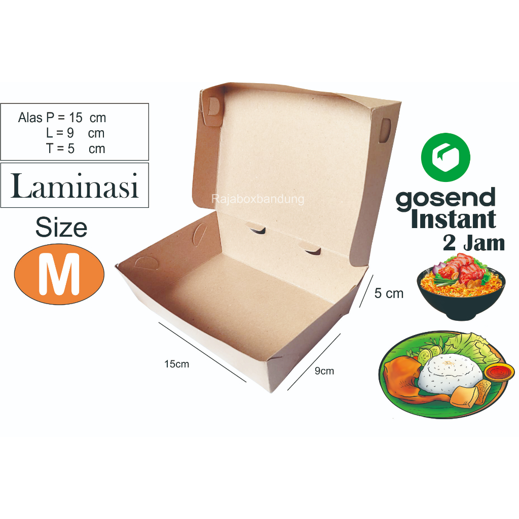 Jual Paper Lunch Box M Laminasi Tahan Air Food Grade Kotak Makanan Take