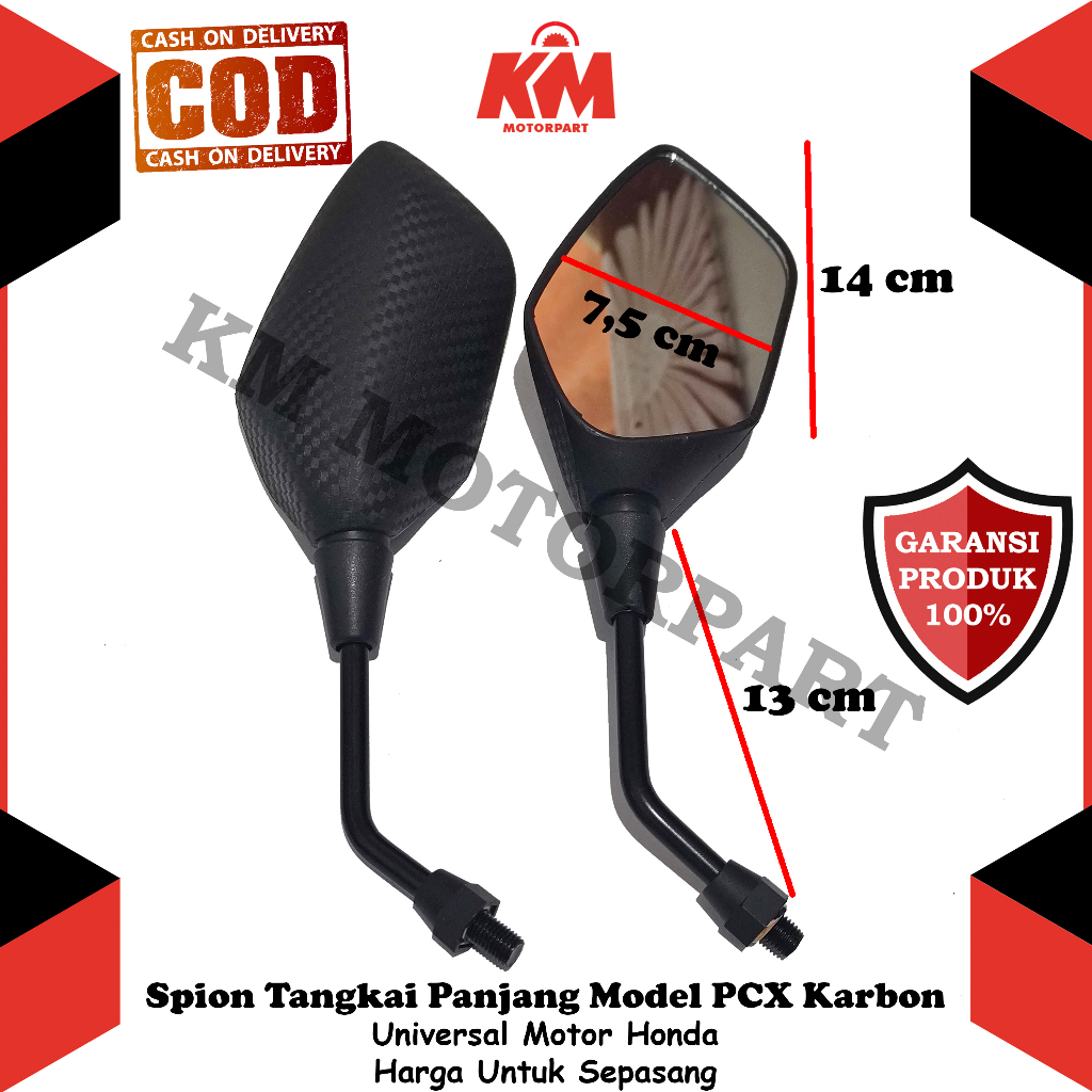 Jual Spion PCX Carbon Variasi Tangkai Panjang Universal Honda Beat