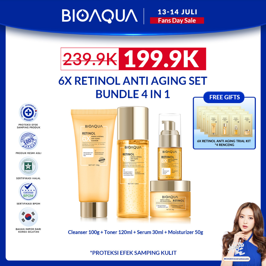 Jual BIOAQUA 6X Gentle A Retinol Anti Aging Paket Skincare Set Retinol