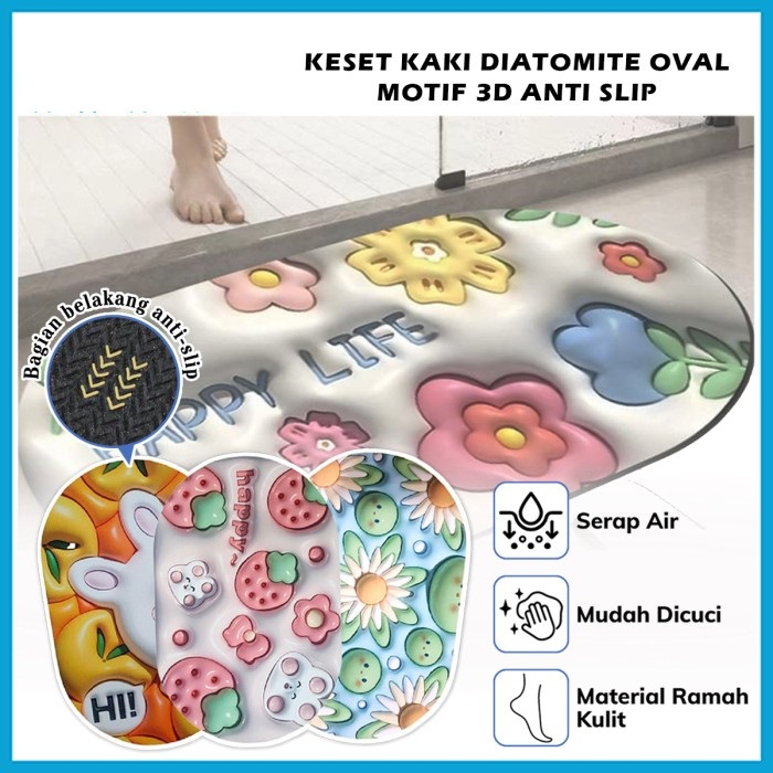 Jual Keset Kaki Nyerap Air Diatomite Motif D Anti Slip Anti Bau