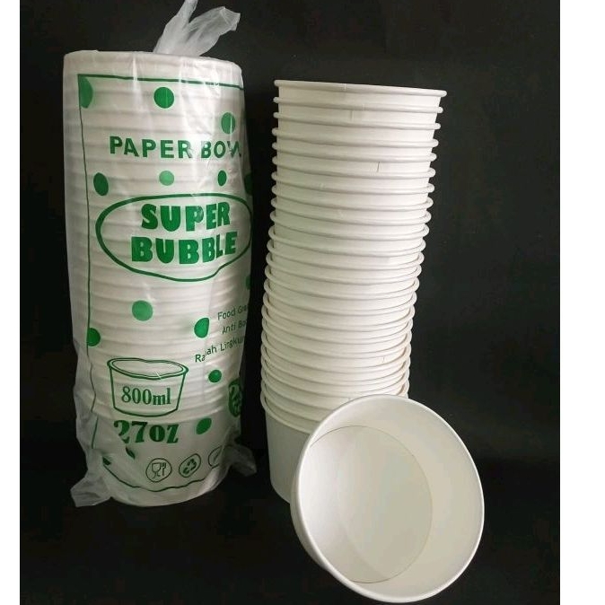 Jual Paper Bowl 800 Ml Merk Super Bubble Mangkok Kertas Tebal 800 Ml