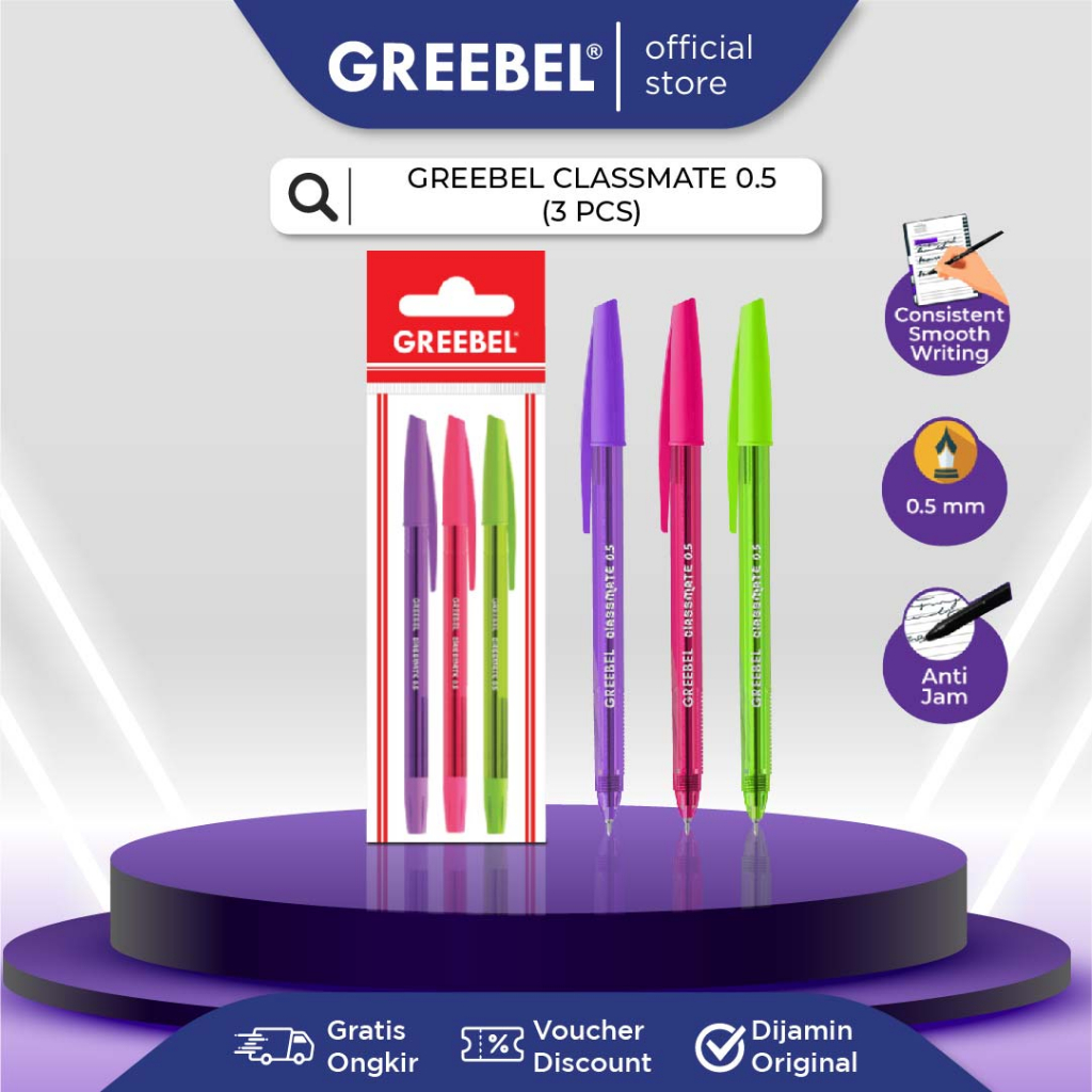 Jual GREEBEL BALLPEN CLASSMATE 0 5 BLACK 3 PCS SET Pen Pulpen