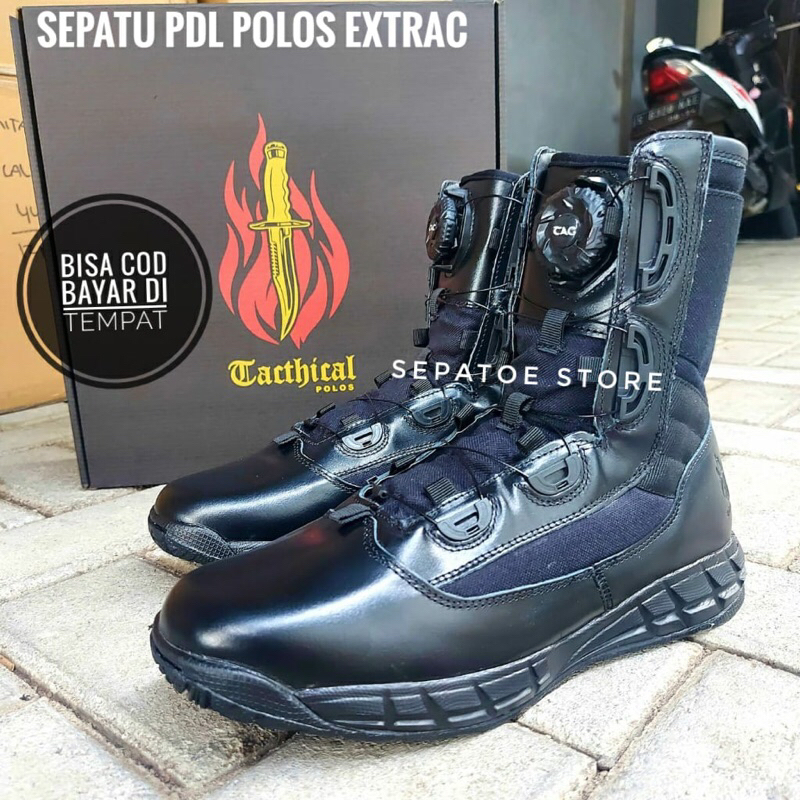 Jual SEPATU PDL TNI POLRI TALI PUTAR TACTICAL EXTRAC POLOS KULIT ASLI