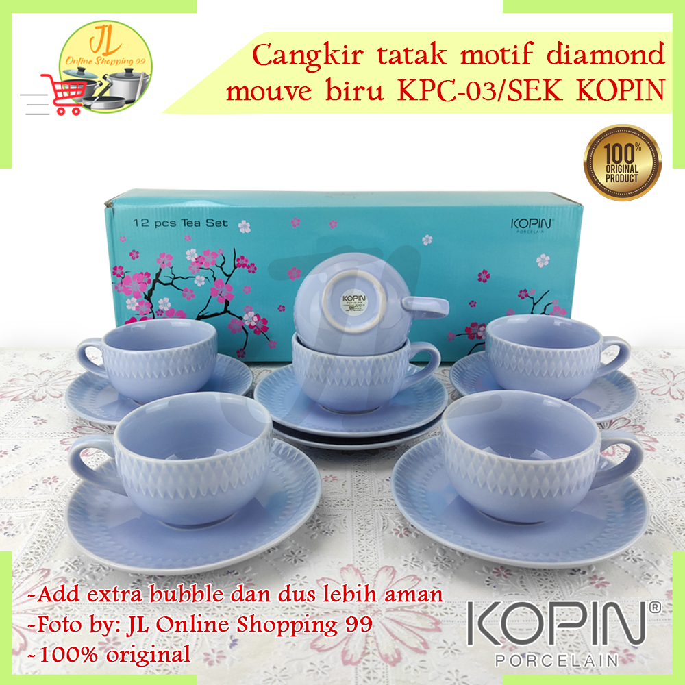 Jual KOPIN Cangkir Set 6 Pasang Putih Lis Coklat KPC 03 NCSR Coffee