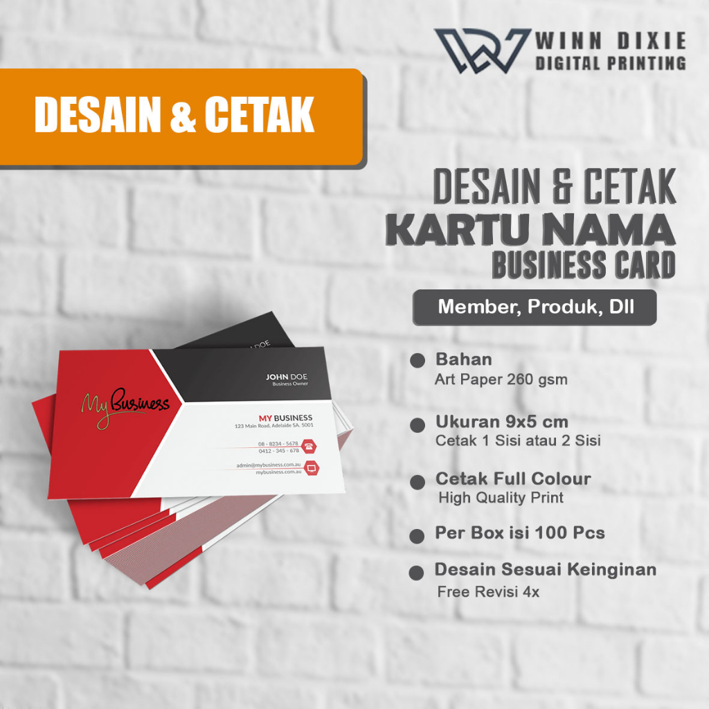 Jual Cetak Kartu Nama FREE BOX KOTAK KARTU NAMA 1 SISI