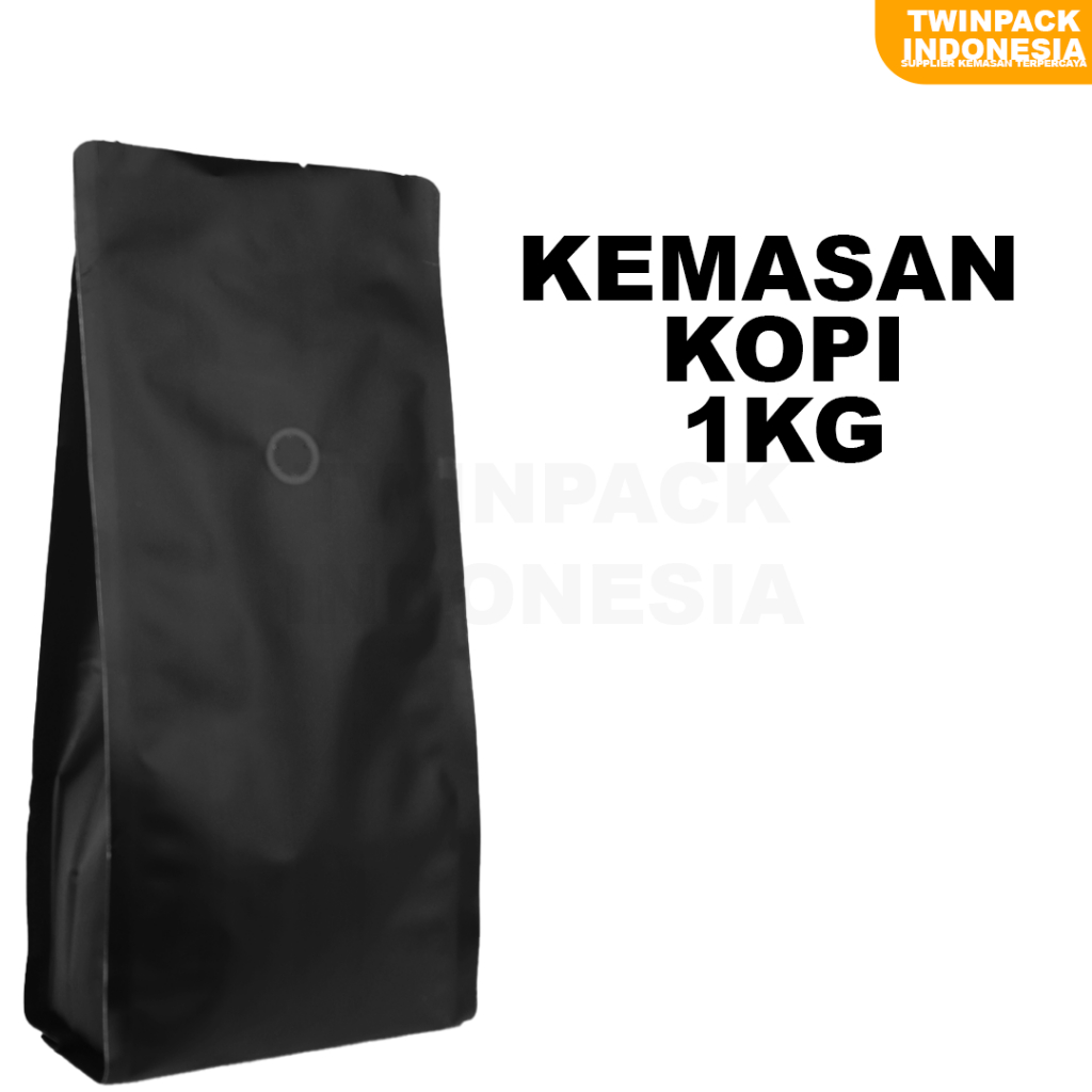 Jual Kemasan Kopi 1 Kg Hitam Gusset Premium Quad Seal Aluminium Foil