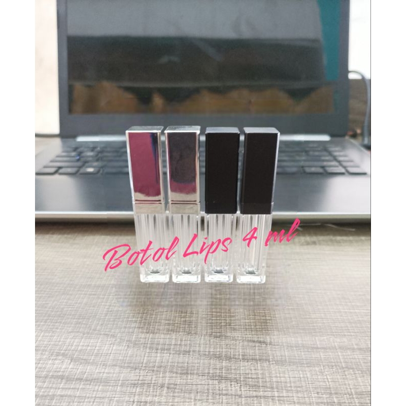 Jual Botol Square Lip Matte Cream 4ml Lip Gloss Cap Chrome Silver Dan