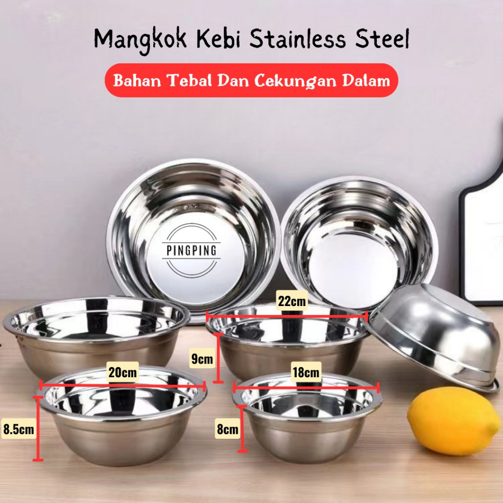 Jual Mangkok Baskom Kebi Stainless Tebal Shopee Indonesia