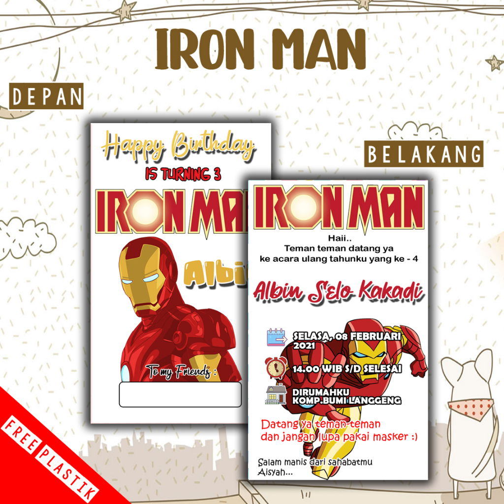 Jual Undangan Ulang Tahun Iron Man Pcs Pcs Undangan Ulang