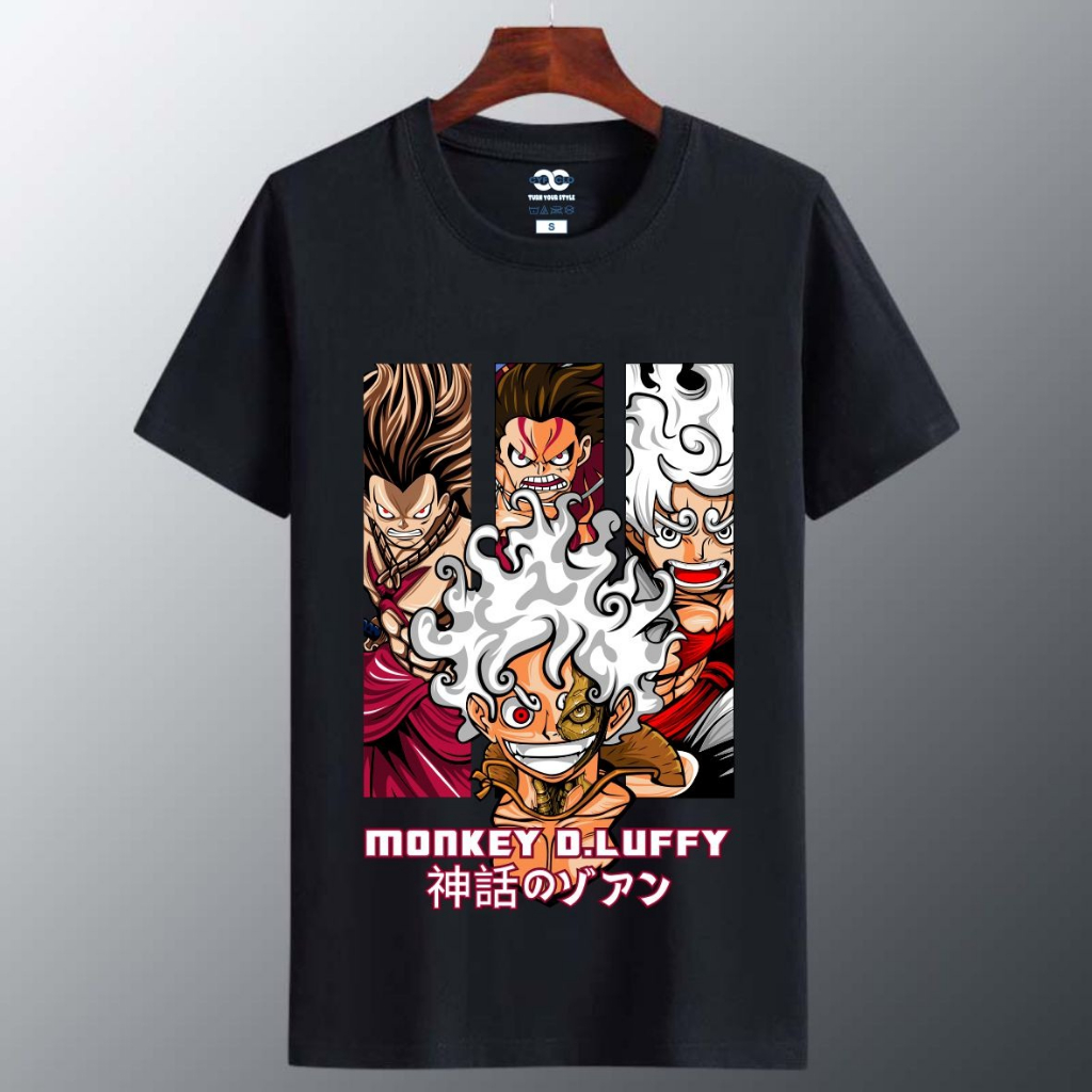 Jual Kaos Distro Tshirt One Piece Luffy Sanji Zoro Katun Premium