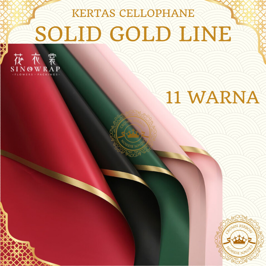 Jual 5 LEMBAR Kertas Cellophane Buket Bunga SOLID GOLD Line