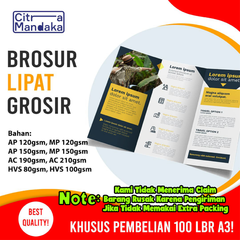 Jual Cetak Brosur Lipat Grosir A3 1 Sisi Print Leaflet 2 Sisi