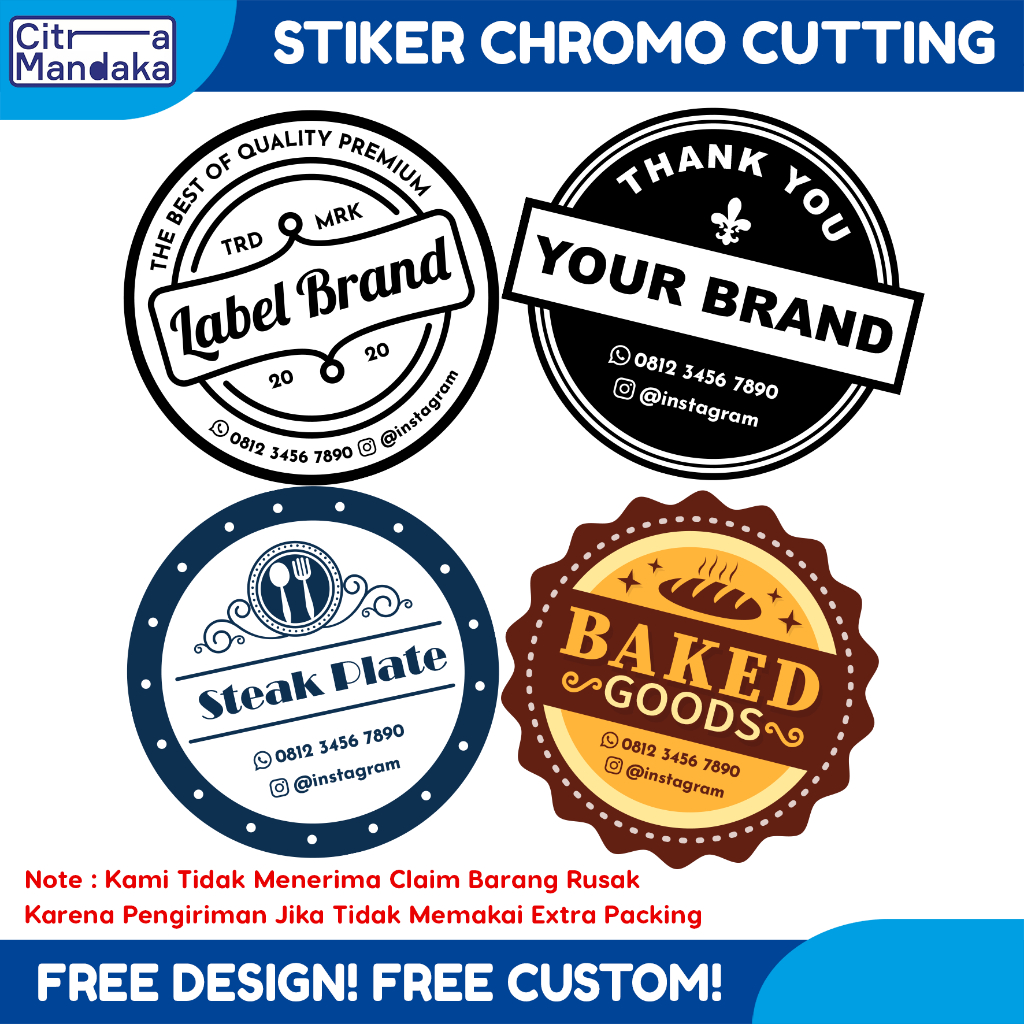 Jual Cetak Stiker Custom Logo Bulat Jualan Label Makanan Olshop Chromo