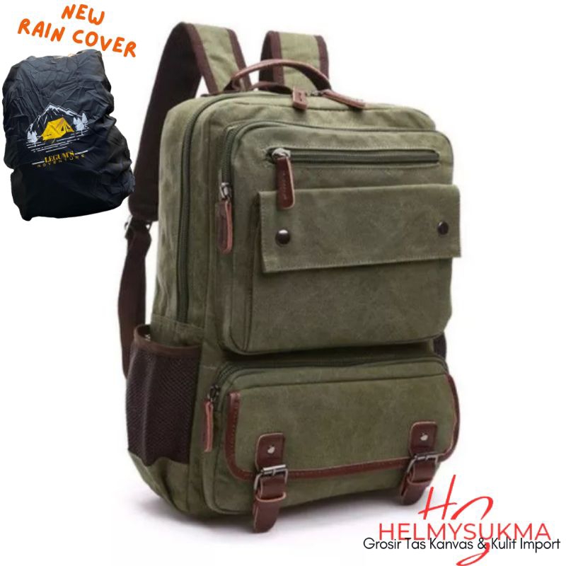 Jual Tas Ransel Pria Wanita Kanvas Import Legum S 8676 New Rain Cover