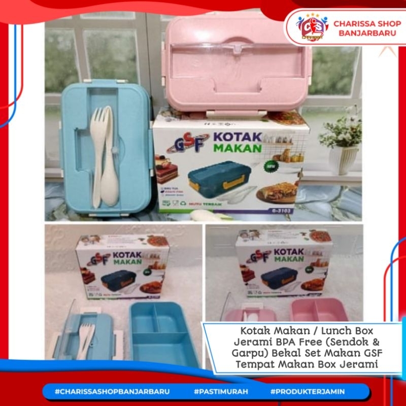 Jual Kotak Makan Lunch Box Jerami Bpa Free Sendok Garpu Bekal Set