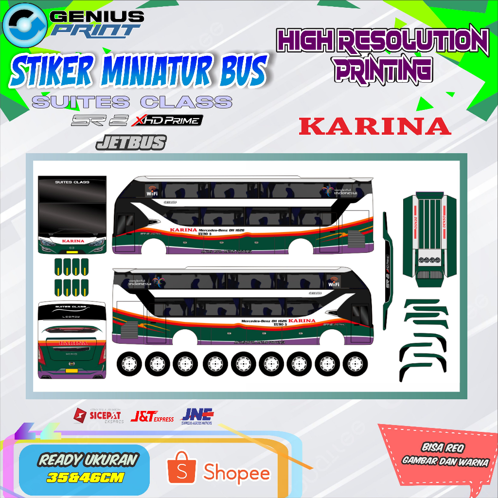 Jual Stiker Miniatur Bus Suites Class Livery Setia Negara Sinar Jaya