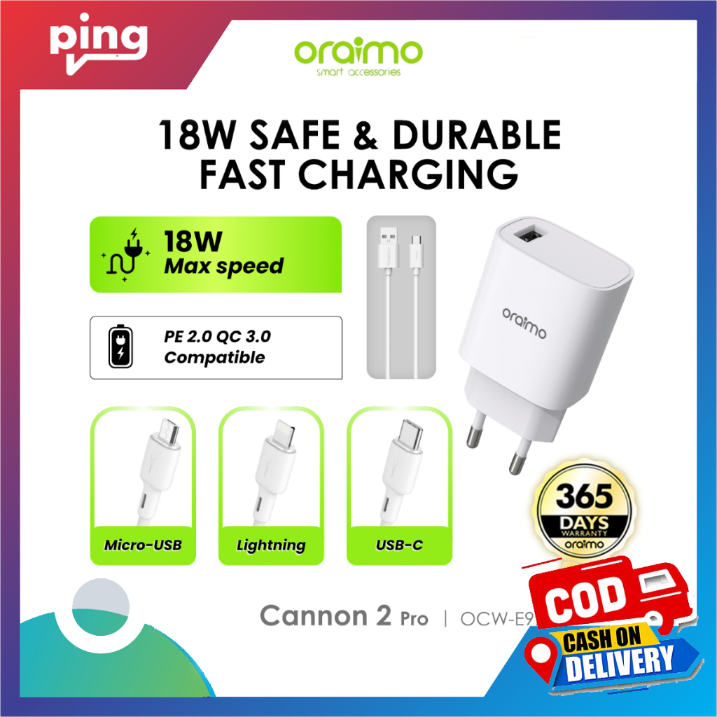 Jual Charger Fast Charging 18W 3A Cannon 2 Pro Single Port Micro USB