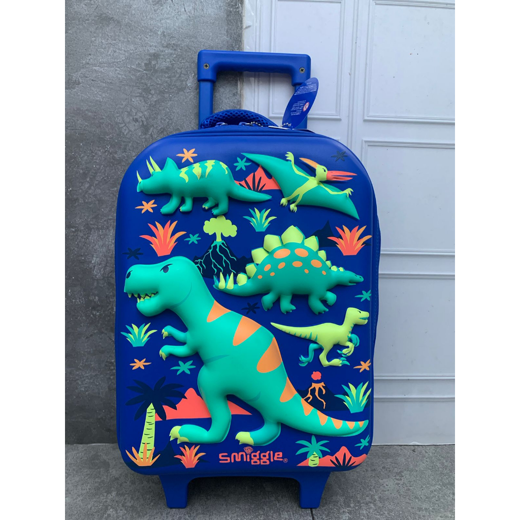 Jual SMIGGLE MOVIN JUNIOR TROLLEY TRAVEL HARDCASE DINO TROLI KOPER