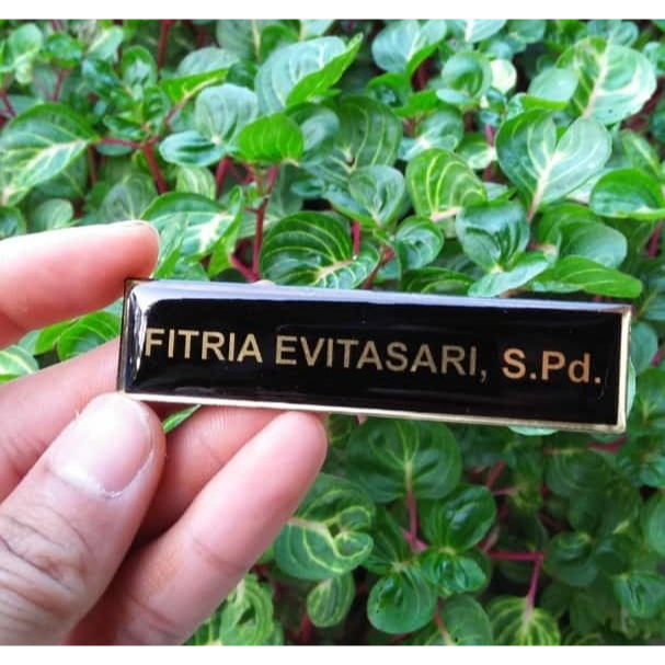 Jual Papan Nama Dada Premium Lapis Resin GOLD ASLI Name Tag Nametag