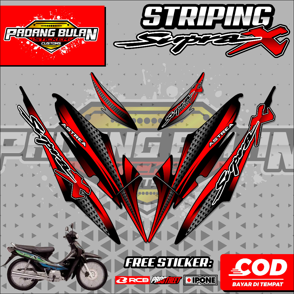 Jual STRIPING VARIASI SUPRA X 110 LAMA OLD STICKER LIST HONDA SUPRA