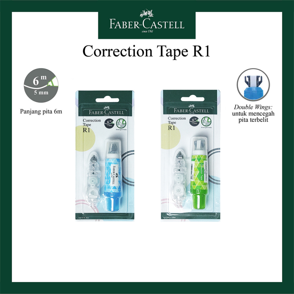 Jual Correction Tape Faber Castell Model R1 Warna Blue Dan Green