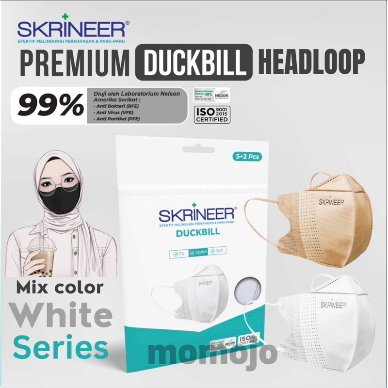 Jual Skrineer Masker Duckbill Headloop Hijab Ply Sachet Isi Pcs