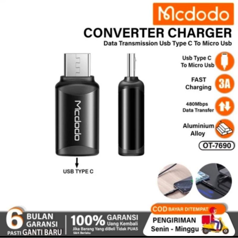 Jual Mcdodo OTG Adapter Konverter Type C Female To Micro USB Male OT