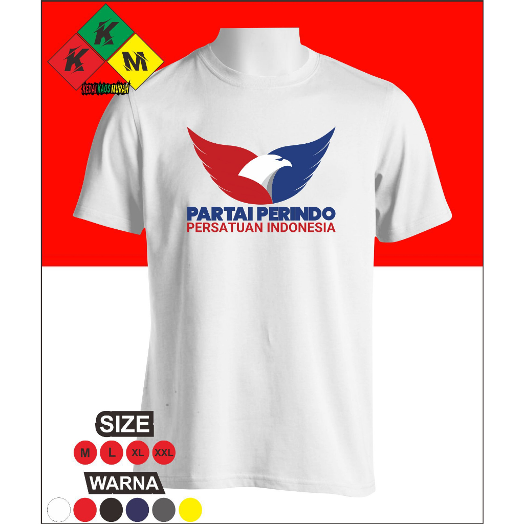 Jual KAOS PARTAI PERINDO KAOS UNISEX SABLON DIGITAL 6 WARNA