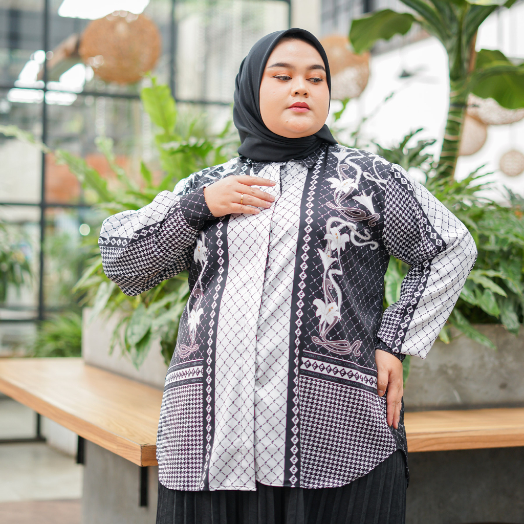 Jual Baju Pakaian Wanita Atasan Kemeja Printed Big Size Ld Onebrand