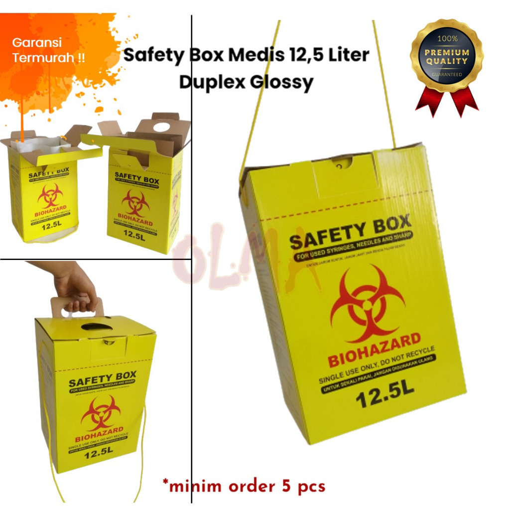 Jual Safety Box 12 5 Liter Biohazard Medis Inner Tali Tempat Sampah