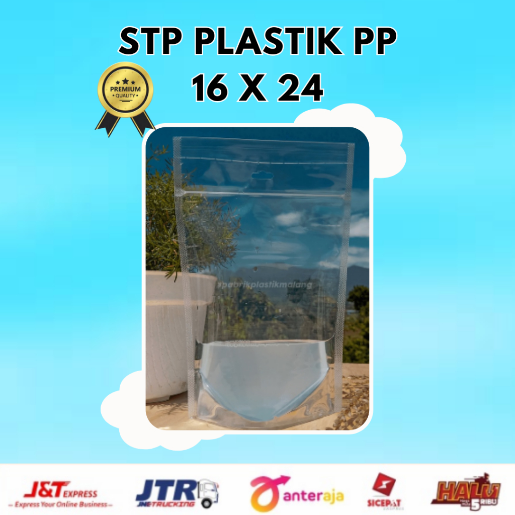 Jual 50 PCS PLASTIK STANDING POUCH STP TRANSPARAN 16 X 24 16x24 POLOS