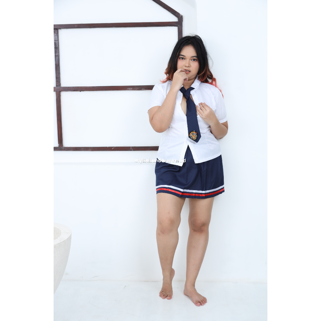 Jual Kostum AZ Set Lingerie Seksi Rok Dasi Pin Model Kostum