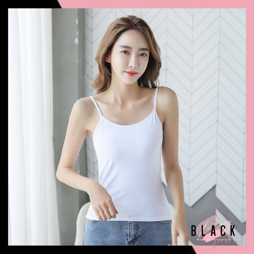 Jual Blackpink Tank Top Tali Wanita Polos Gaya Korea Import 4031