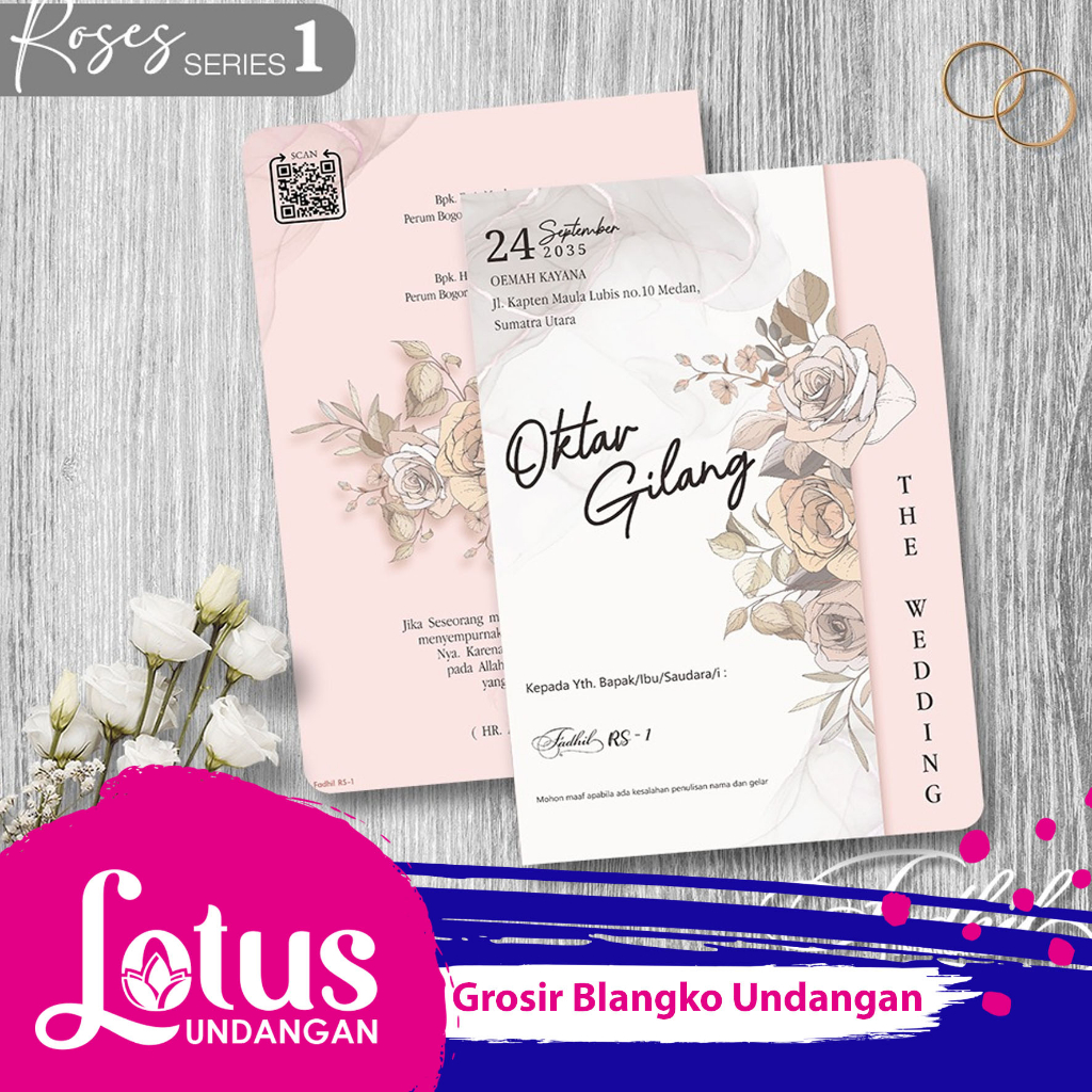 Jual Blangko Undangan Pernikahan Fadhil Roses 01 Cantik Harga Murah