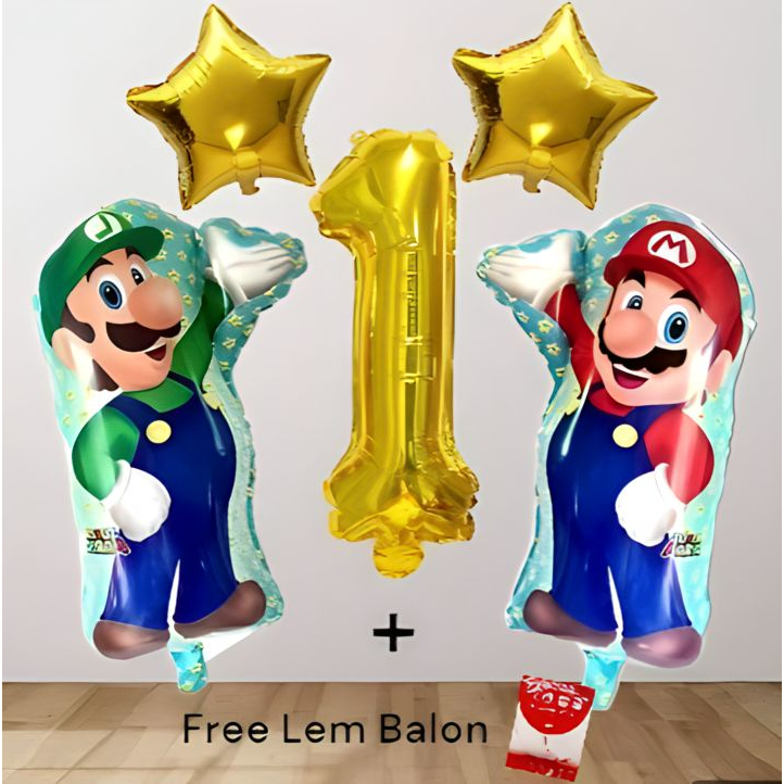 Jual Paket Balon Super Matio Bros Angka Dekorasi Standing Paket Balon