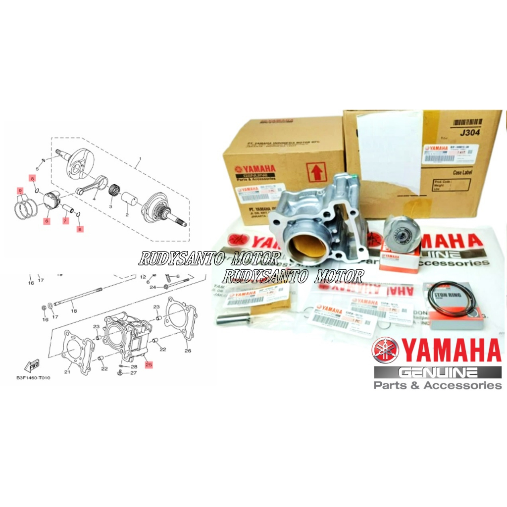 Jual Sepaket Blok Cylinder Block Seher Boring Piston Yamaha Lexi Lexi