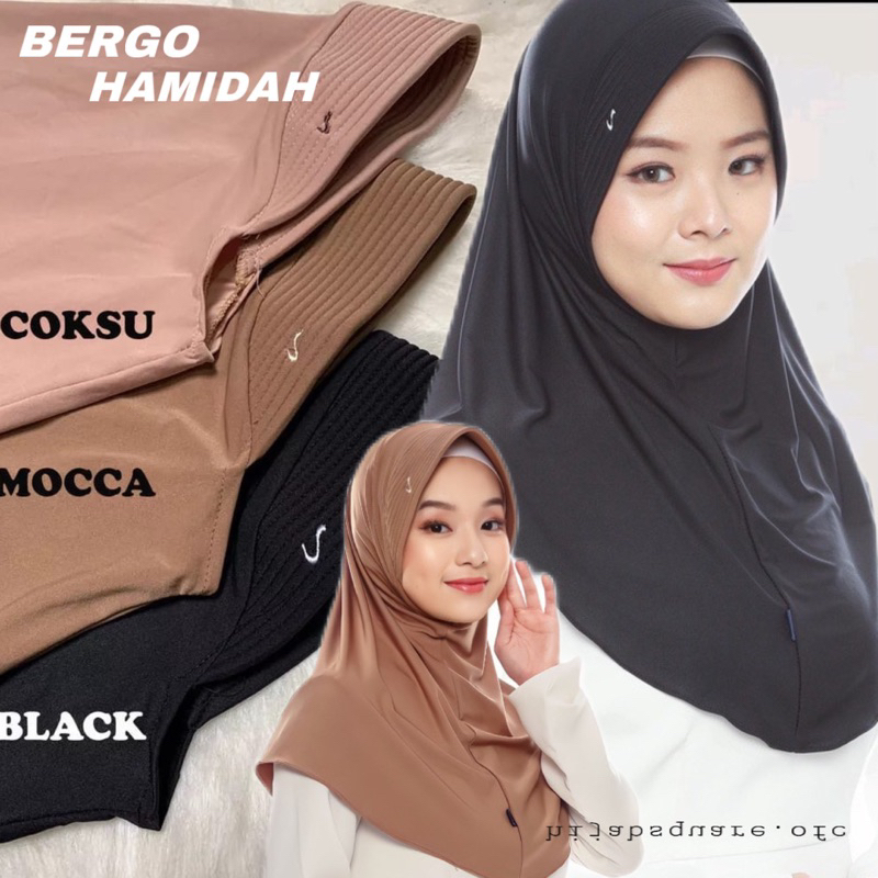 Jual BERGO HAMIDAH ORI FREE LOGO DAN LABEL MENUTUP DADA HIJAB SPORT