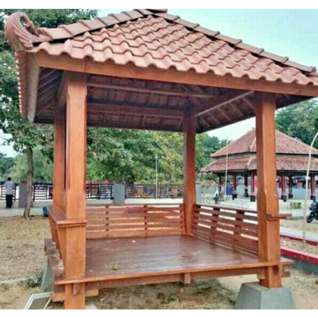 Jual Gazebo Kayu Jati Ukuran X Meter Atap Genteng Rumah Desain