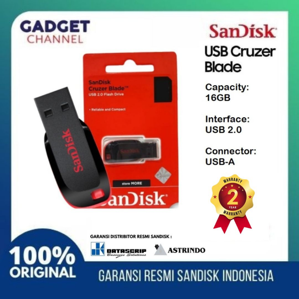 Jual Flashdisk SanDisk CZ50 16GB USB 2 0 Cruzer Blade Garansi Resmi 2