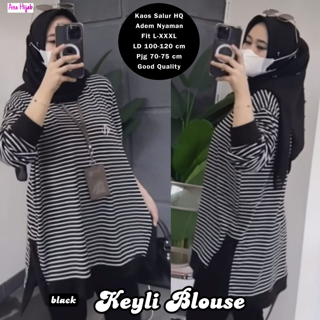 Jual Outfitmii Keyli Blouse Wanita Korean Style Motif Stripe Kekinian