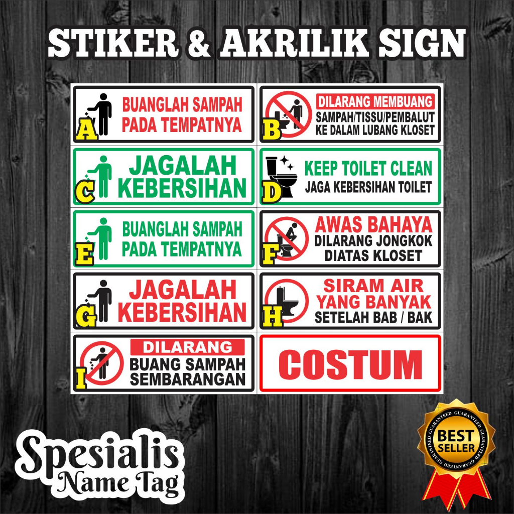 Jual Uv Print Cod Akrilik Stiker Petunjuk Buanglah Sampah Pada