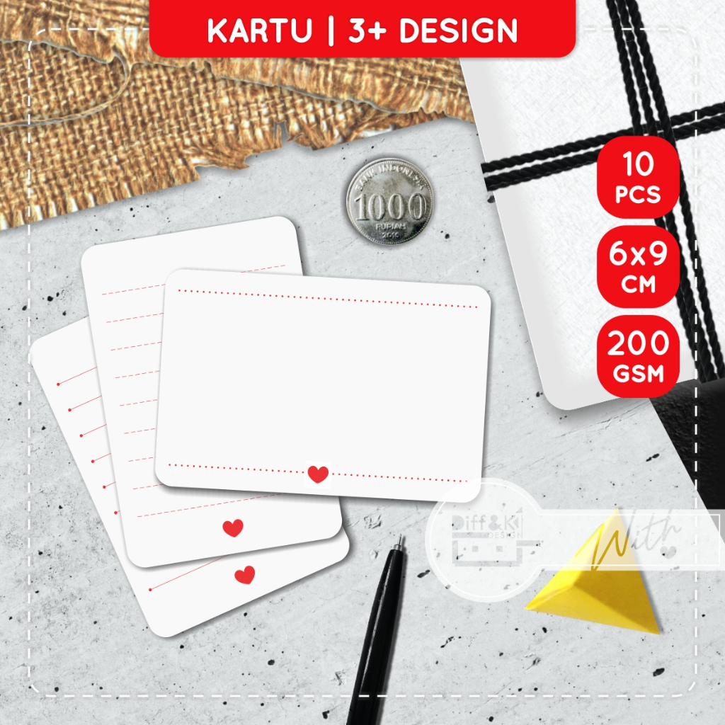 Jual Kartu Ucapan Polos Greeting Card Love Hati Putih Matte Elegan