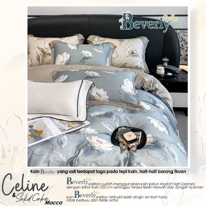 Jual Bahan Kain Sprei Meteran Katun Lokal CVC Beverly Motif Bunfa