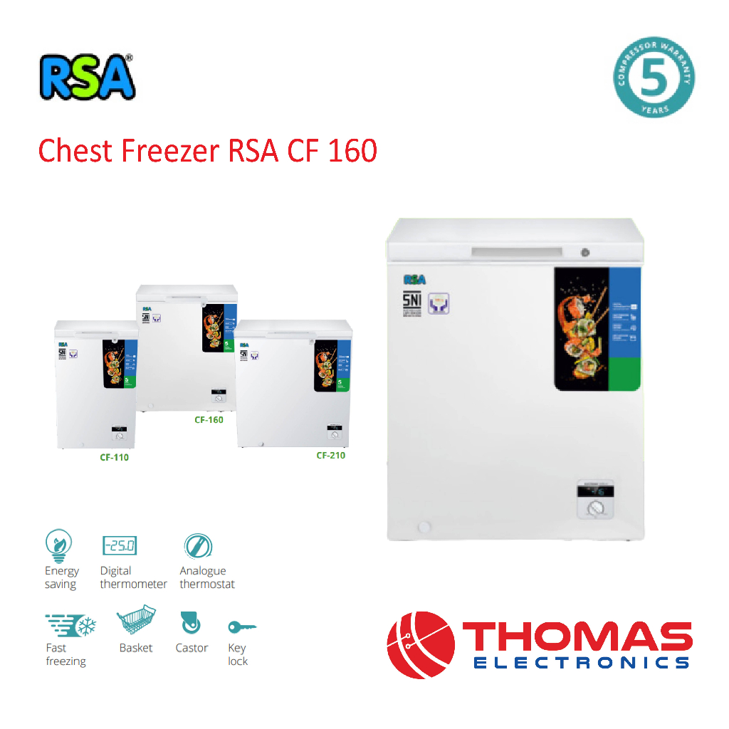 Jual Chest Freezer Box RSA CF160 CF 160 144 Liter Garansi Resmi